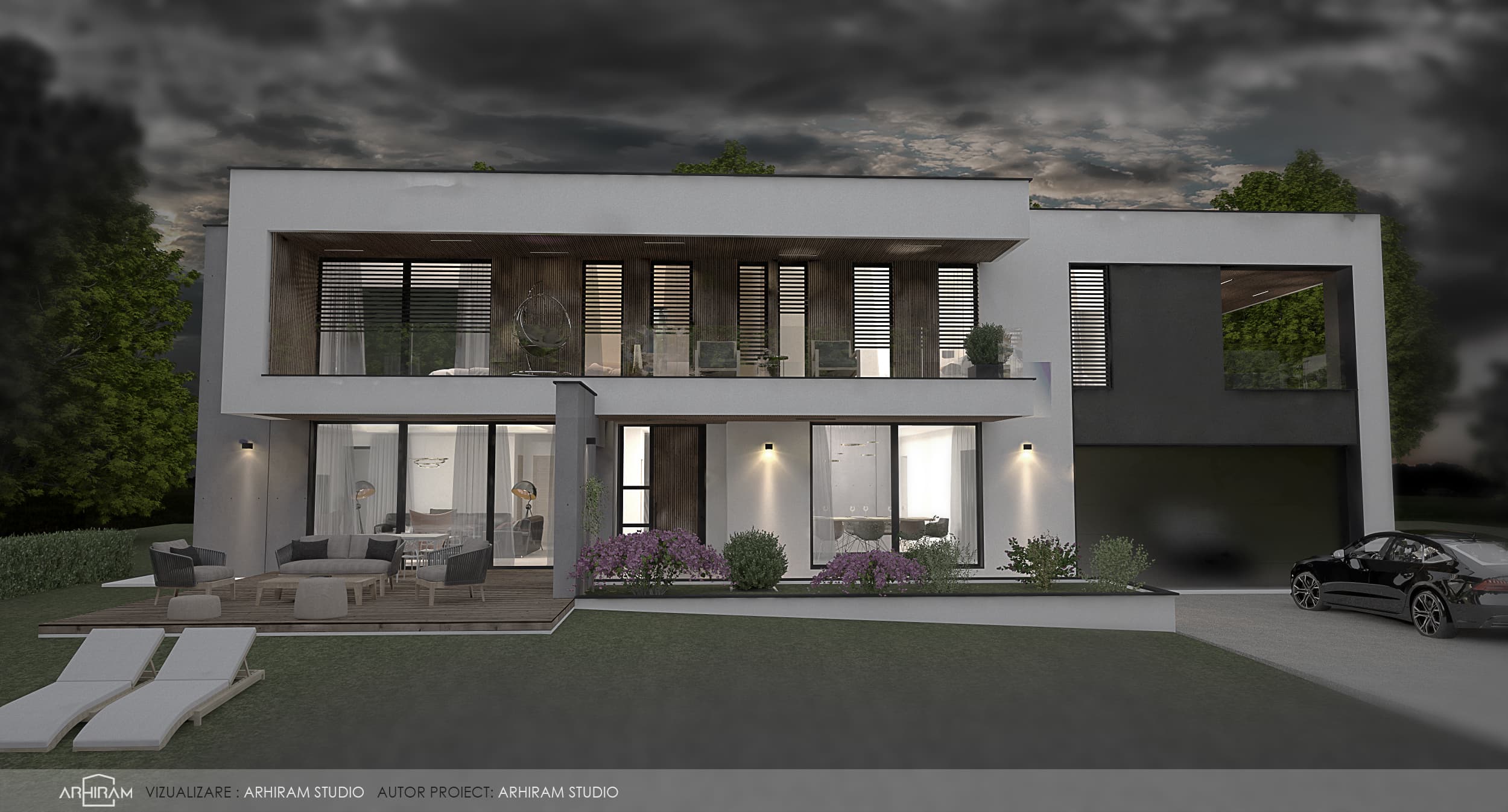 Villa AL — Fațada principală cu garaj